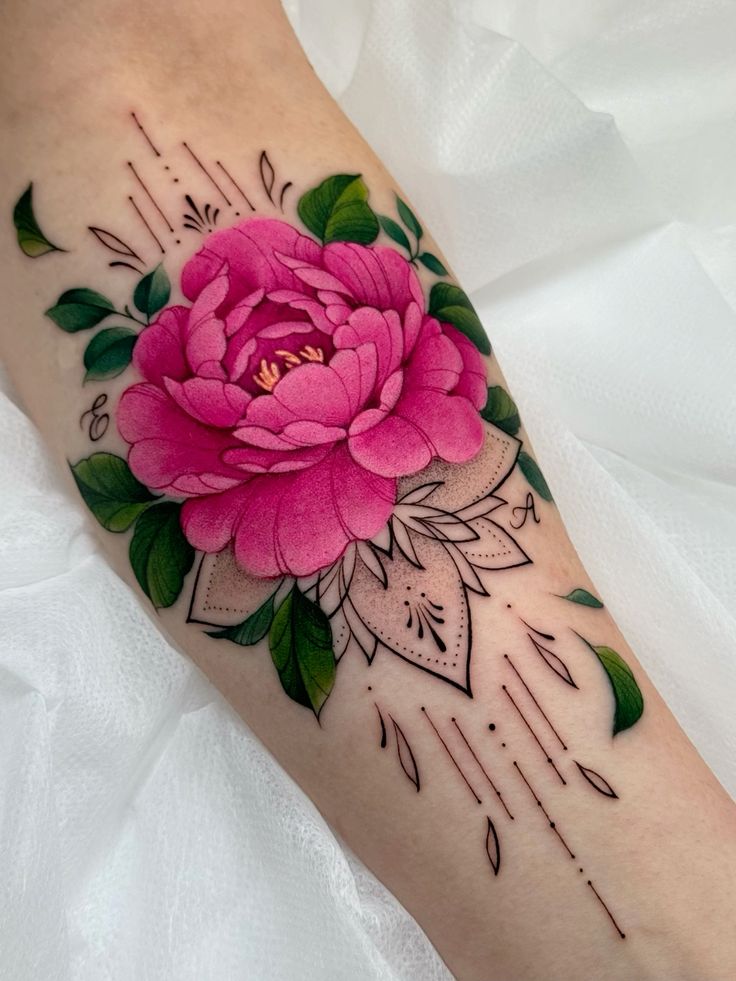 27 November Birth Flower Tattoo Ideas Featuring Chrysanthemums, Peony, Fine Line Designs