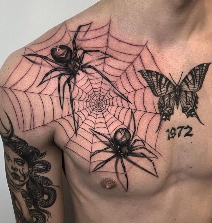 27 Spider Web Tattoo Ideas for Men and Women Shoulder, Full Sleeve, Stencil Designs