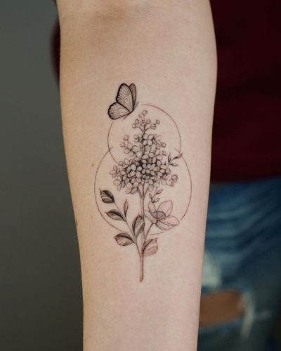 Elegant Lilac Tattoo Black and White 15 Ideas for : Embrace Minimalist Floral Art