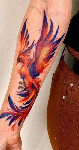 27 Majestic Phoenix Color Tattoo Designs