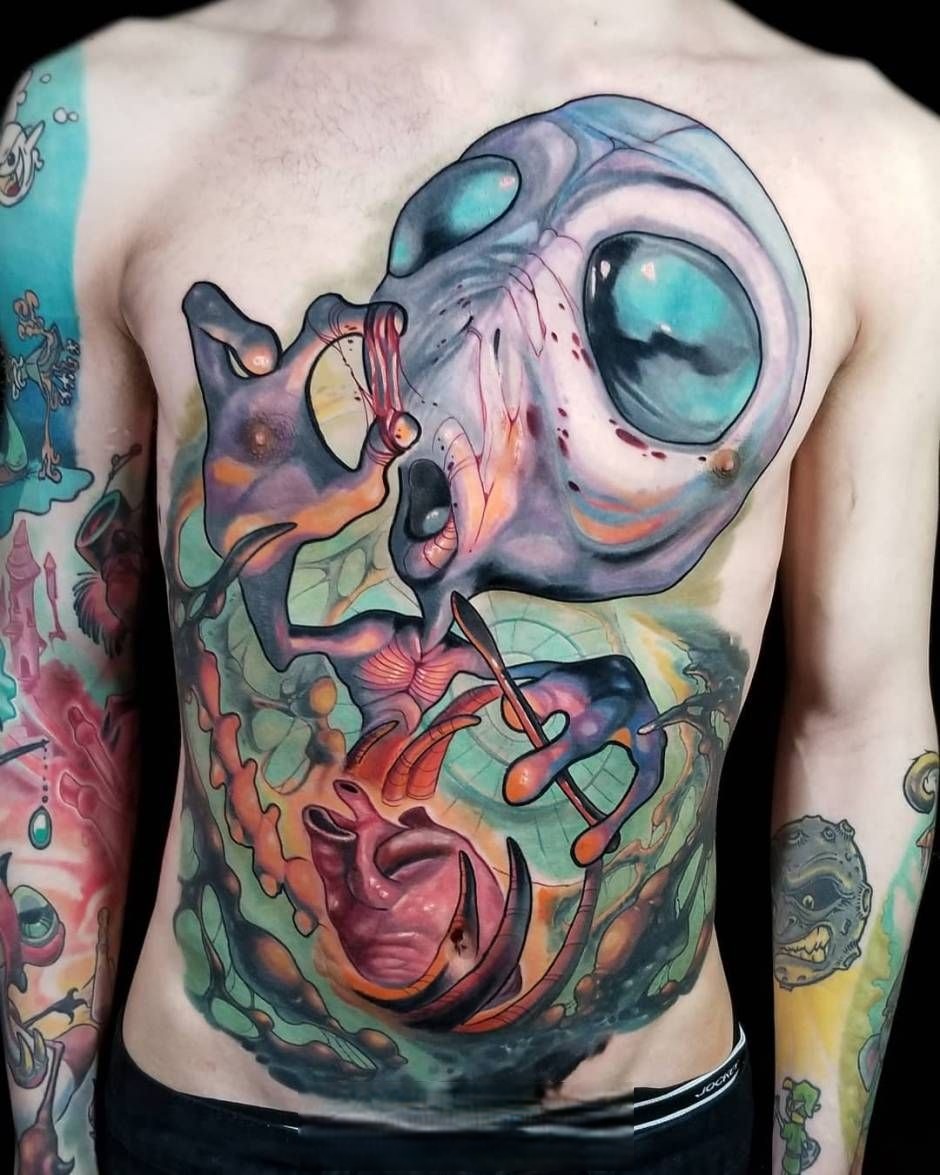 28 Alien Tattoo Ideas : From Xenomorph Stencil Designs to Trippy Flash, Cute Tattoos