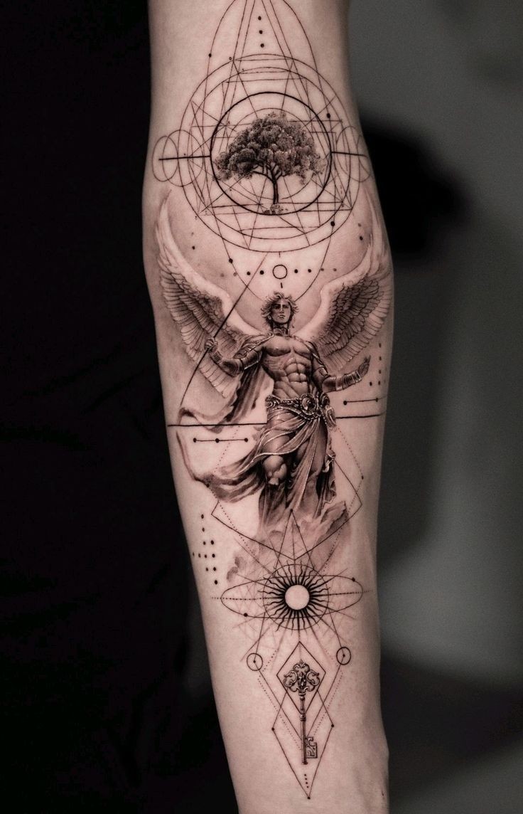 28 Archangel Michael Tattoo Designs for Men and Women   Realism, Sleeve, and Geometric Ideas