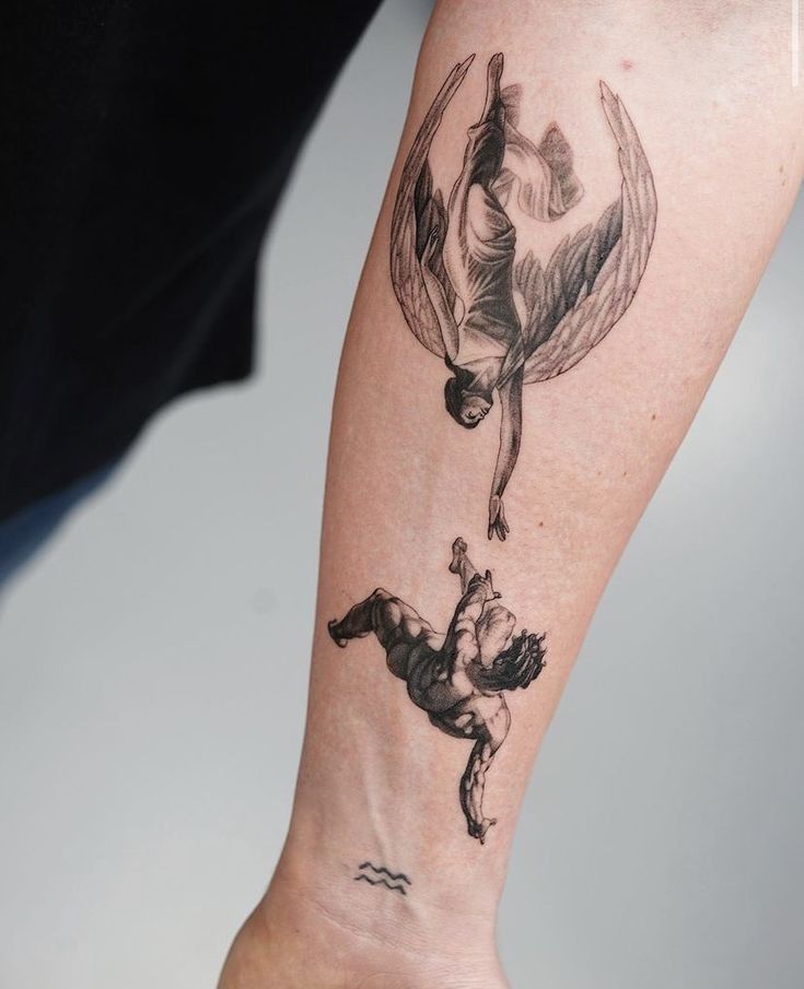27 Powerful Icarus Tattoo Ideas for : From Bold Falls to Mythic Flight in Realism, Color, Line Art