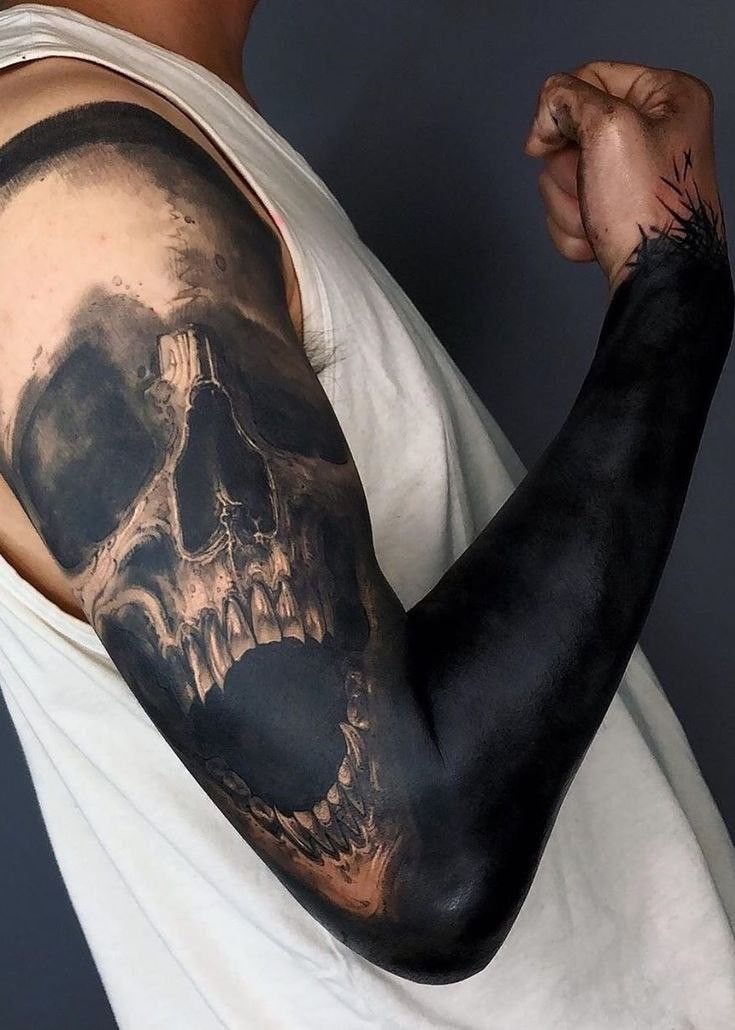 Discover Bold Blackout Tattoo Ideas : Full Sleeve, Geometric, Abstract, with White Ink