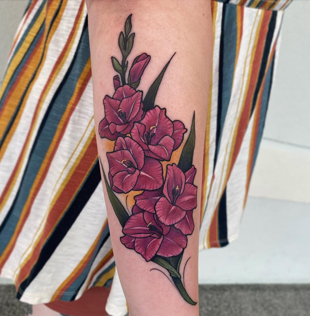 25 Gladiolus Tattoo Ideas with Simple Designs, Fine Line, Color and More