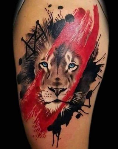 Vibrant and Striking: 19 Lion Tattoo with Color Ideas