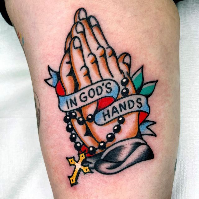 Praying Hands Tattoo Ideas : Rosary, Realism, Shoulder, Chest, Neck, Back and More