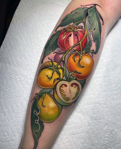 17 Juicy Tomato Tattoo Designs : From Minimalist to Traditional Artistry