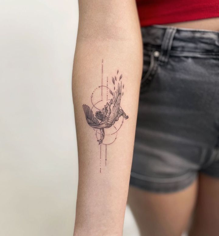 27 Powerful Icarus Tattoo Ideas for : From Bold Falls to Mythic Flight in Realism, Color, Line Art