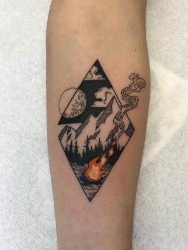 Discover the Great Outdoors on Your Skin: 20 Inspiring Camping Tattoo Designs for Nature Lovers in