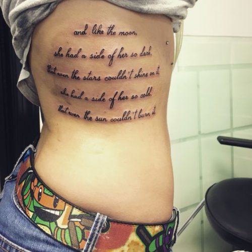 17 Trendy Rib Writing Tattoo ideas
