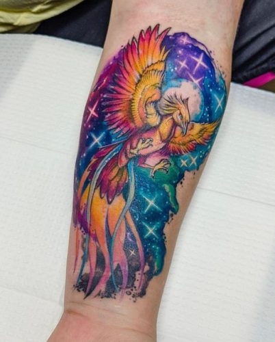 27 Majestic Phoenix Color Tattoo Designs