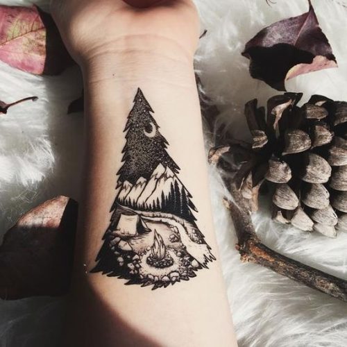 Discover the Great Outdoors on Your Skin: 20 Inspiring Camping Tattoo Designs for Nature Lovers in
