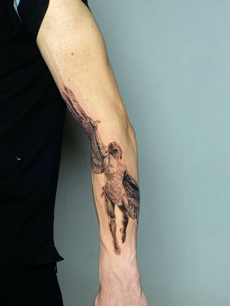27 Powerful Icarus Tattoo Ideas for : From Bold Falls to Mythic Flight in Realism, Color, Line Art
