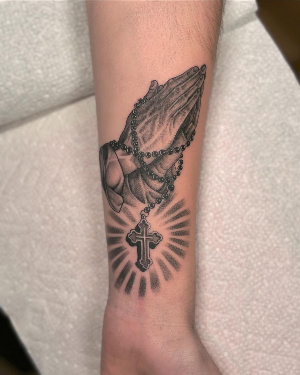 Praying Hands Tattoo Ideas : Rosary, Realism, Shoulder, Chest, Neck, Back and More