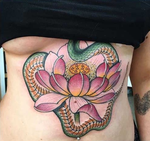 21 Mesmerizing Snake Tattoos on Stomach Ideas