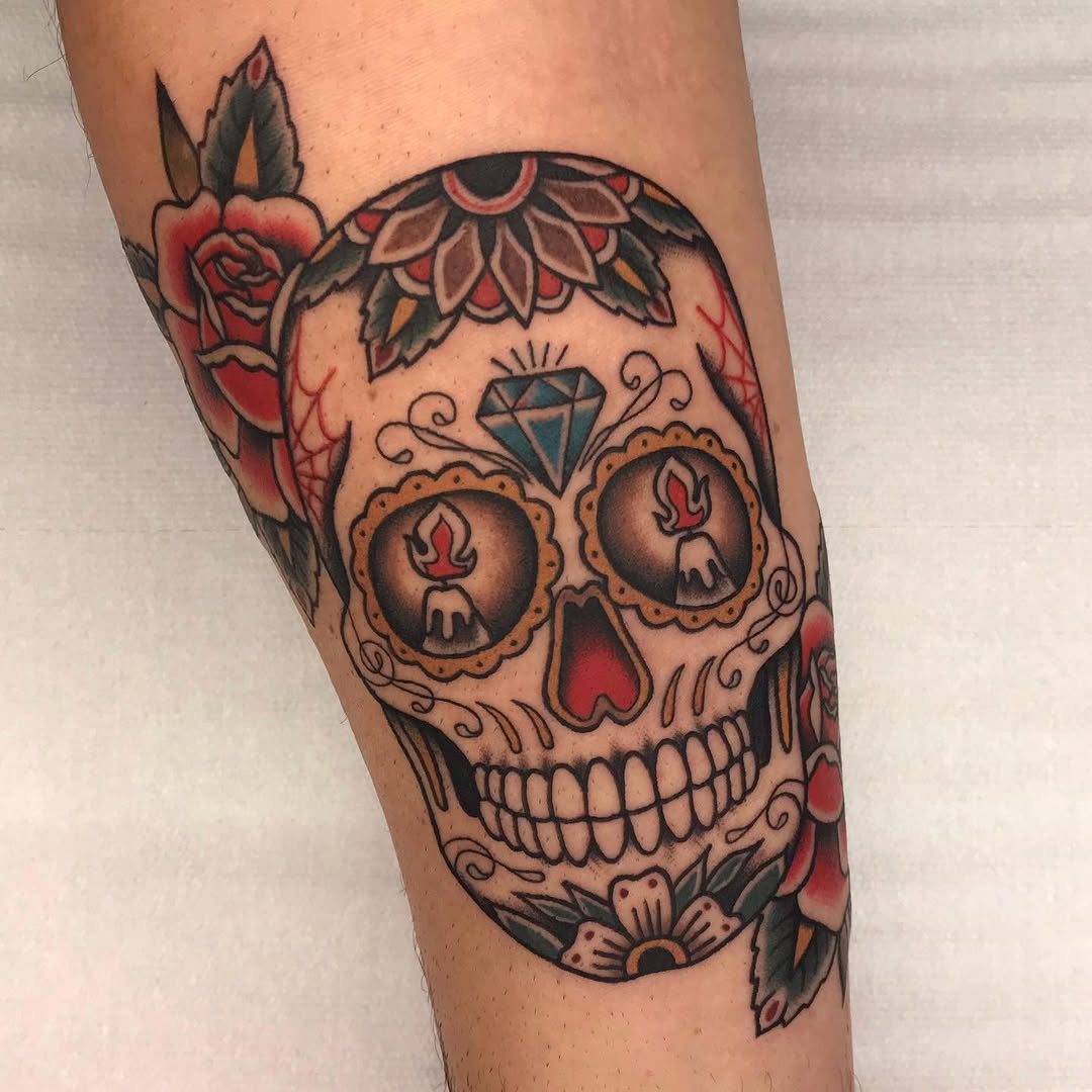 27 Sugar Skull Tattoo Designs for Women and Men Color, Black & White, Tiny