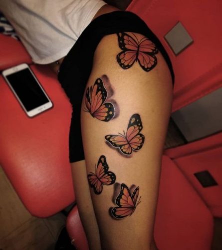 Stunning Butterfly Tattoo Thigh Designs for Women & Men – Ideas from Simple to Large