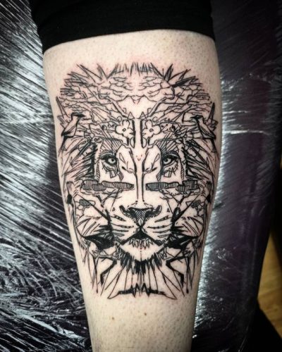 27 Geometric Lion Tattoo: Striking Designs with Angular Elements