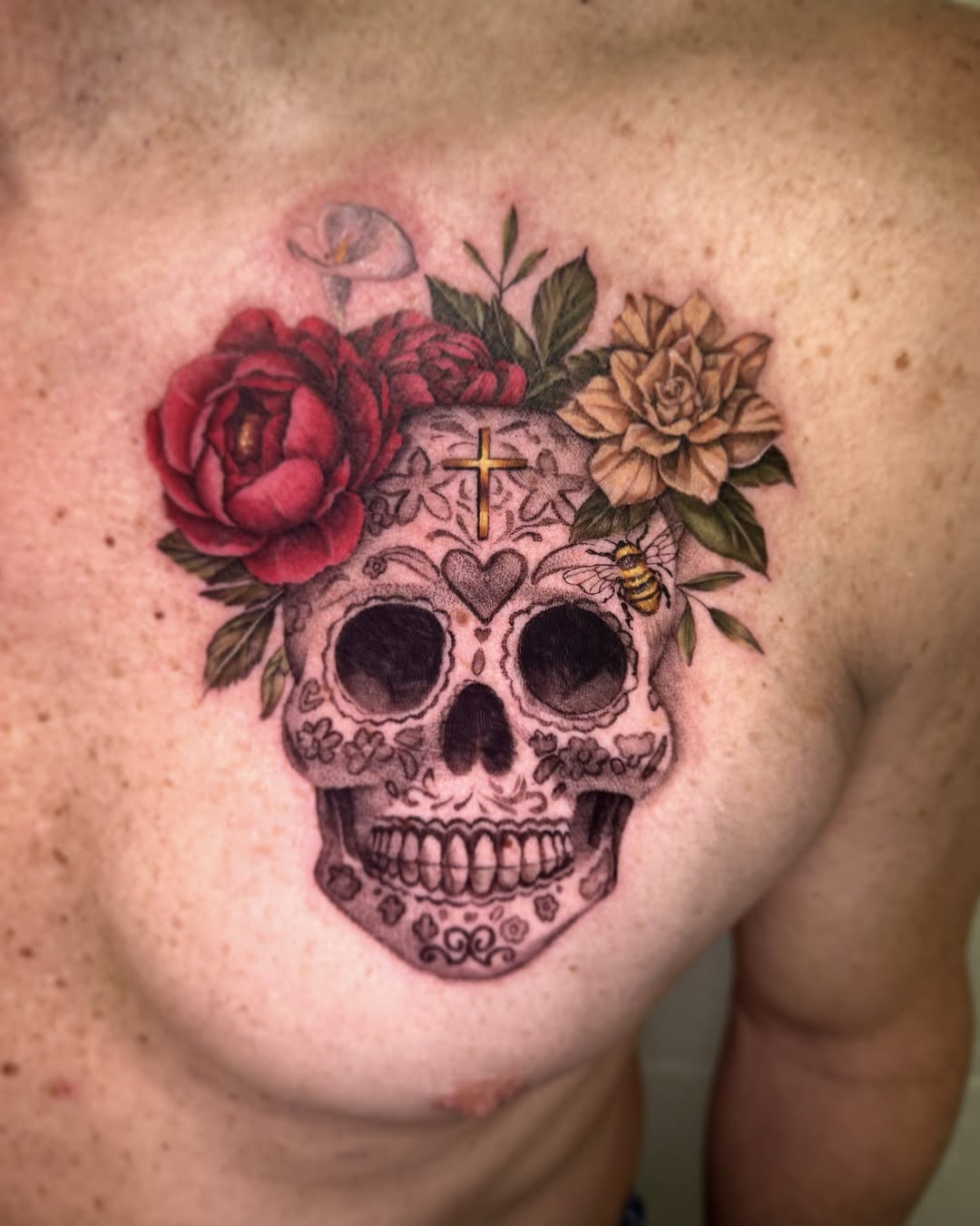 27 Sugar Skull Tattoo Designs for Women and Men Color, Black & White, Tiny