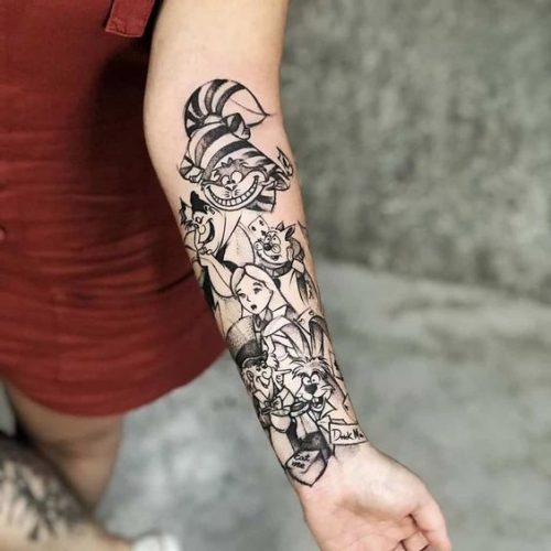 Immerse in the Magic: 15 Alice in Wonderland Tattoo Sleeves for