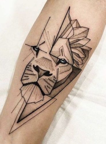 27 Geometric Lion Tattoo: Striking Designs with Angular Elements