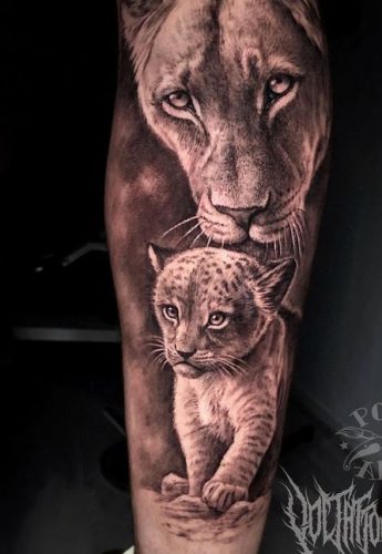19 Lion Tattoo with Cubs: Celebrate Family and Love