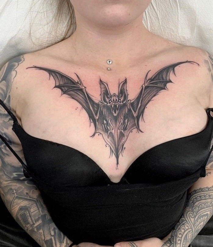 Bat Tattoo 25 Ideas in A Collection of Stencil, Gothic, Old School, and Simple Arm and Chest Tattoos
