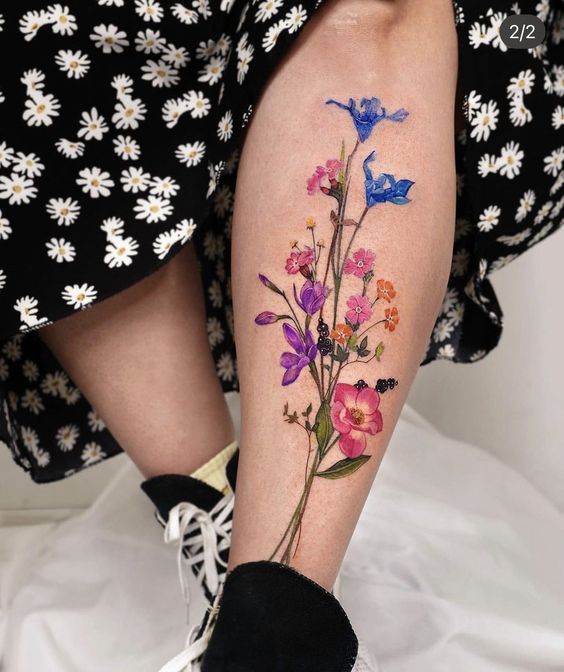 Discover 24 Stunning Flower Bouquet Tattoo Ideas: Delicate, Colorful, and Minimalist Designs