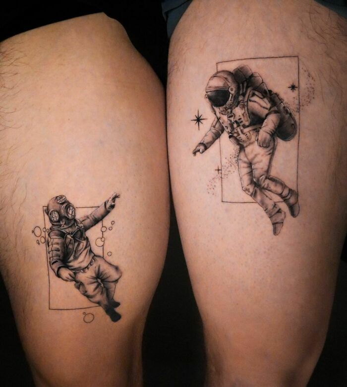 Astronaut Tattoo Ideas for Men and Women Minimalist, Stencil Outline, and Cosmic Designs