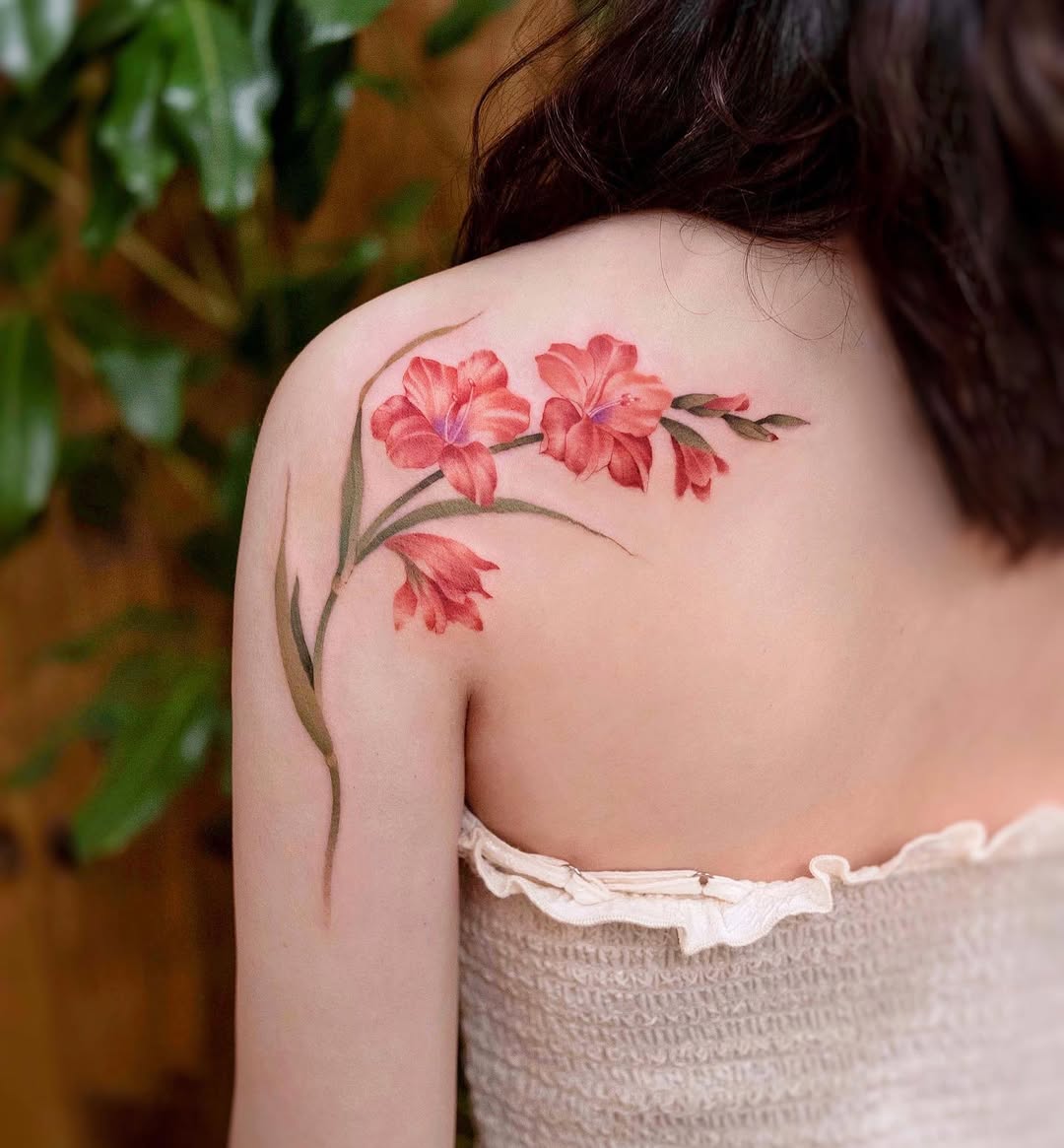 25 Gladiolus Tattoo Ideas with Simple Designs, Fine Line, Color and More