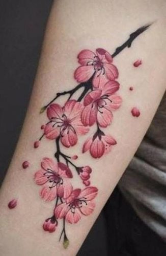 23 Vibrant Color Flower Tattoo Ideas
