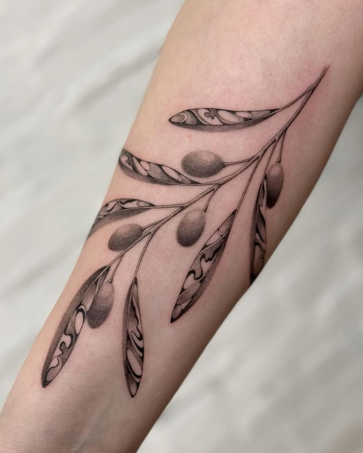 26 Olive Branch Tattoo Ideas : Fine Line, Arm Wrap, Minimal, American Traditional Designs