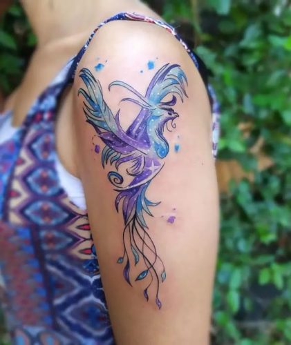 27 Majestic Phoenix Color Tattoo Designs