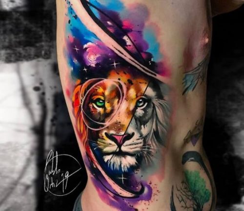 Lion Tattoo with Blue Eyes: 20 Enchanting and Mesmerizing Designs