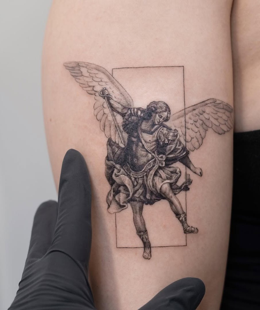 29 Powerful St Michael Tattoo Designs for Men and Women   Forearm, Sleeve, Geometric, Traditional