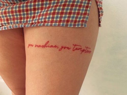 Explore the Art of Self-Expression: 15 Stunning Thigh Quote Tattoo Ideas for Women in