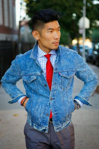 17 Trendy Men’s Jacket and Tie Combos for : Leather, Denim & Velvet Style