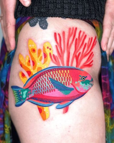 33 Bold Color Tattoo Ideas