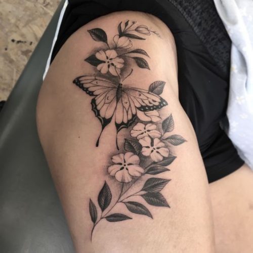 Stunning Butterfly Tattoo Thigh Designs for Women & Men – Ideas from Simple to Large