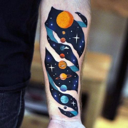 Explore 23 Stunning Solar System Tattoo Ideas for : Celestial Body Art for Men and Women