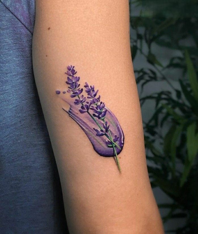 27 Lavender Tattoo Ideas : Fine Line, Bee, Rosemary, Black and Grey, Minimalist, Men and Women