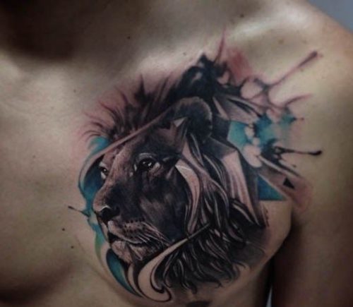 Roar with Confidence: 20 Lion Tattoo on Chest Design Ideas