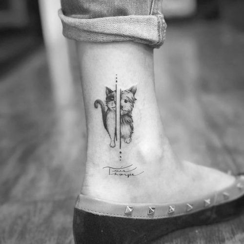 22 Cat and Dog Tattoo Ideas