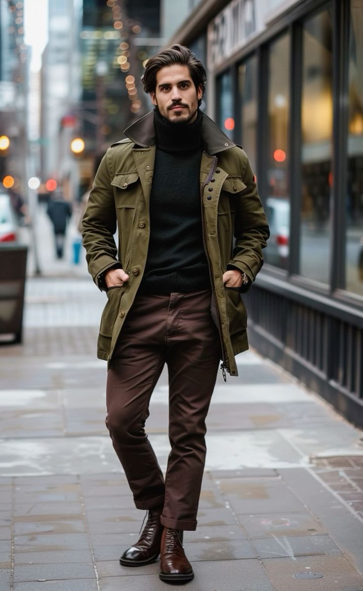 18 Stylish Green Fall Outfits for Men in Cozy Sweaters, Cool Jackets, and Trendy Looks