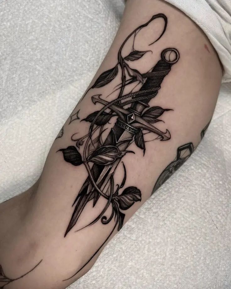 30 Dagger Tattoo Ideas : Neotraditional, Fine Line, Gothic, Butterfly, Panther, Fantasy Designs
