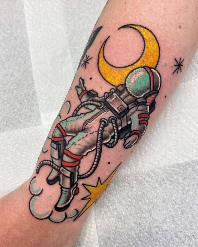 Astronaut Tattoo Ideas for Men and Women Minimalist, Stencil Outline, and Cosmic Designs