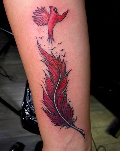 28 Cardinal Tattoo Ideas for Women and Men: Memorial, Fine Line, Stencil Outline, Small Flying