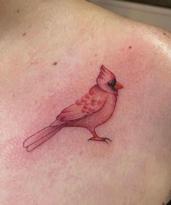 28 Cardinal Tattoo Ideas for Women and Men: Memorial, Fine Line, Stencil Outline, Small Flying