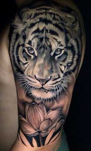 25 Tiger Tattoo on Thigh Ideas